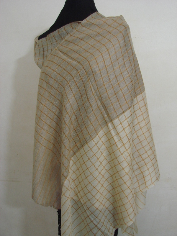 100% Pashmina Natural Checks Strips