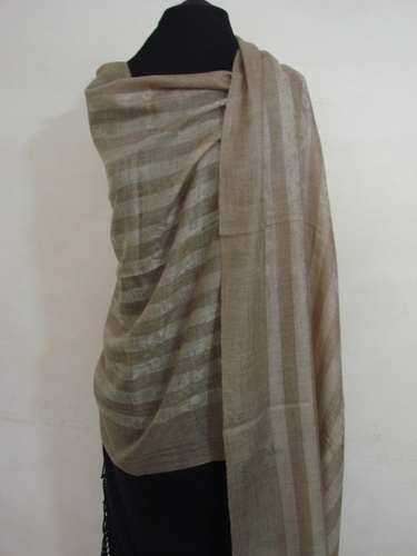 100% Pashmina Natural Checks Strips
