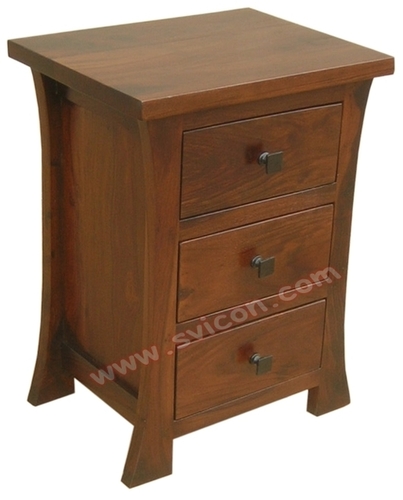 Curve Wooden Bedside 3 Drawer