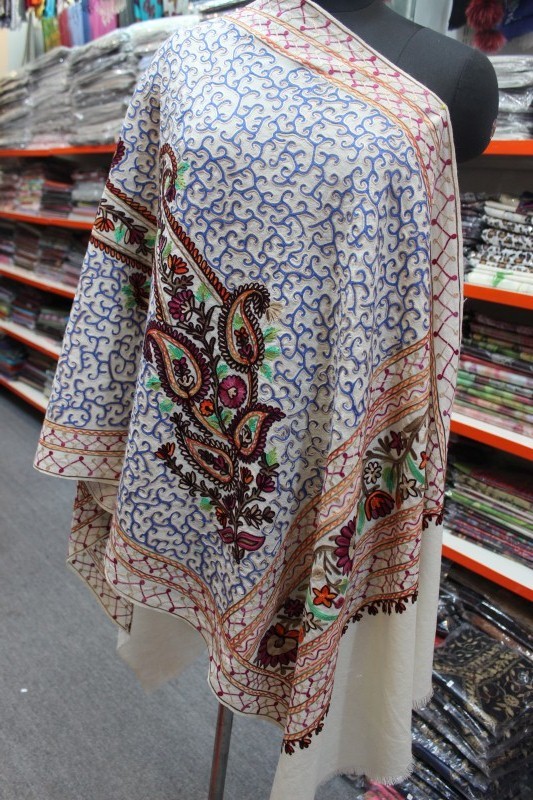 100% Pashmina Machine Embroided