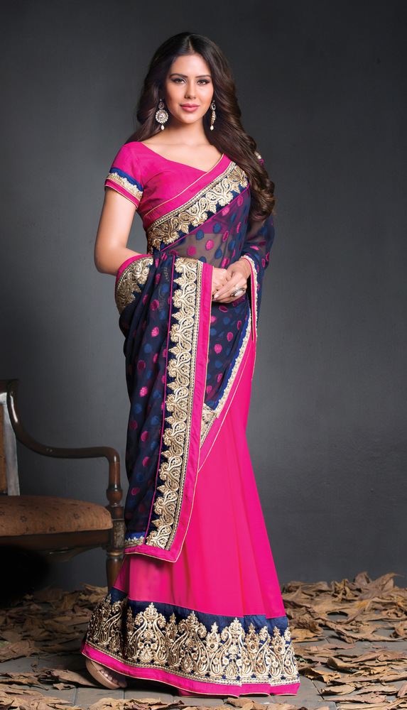 Chiffon+Georgette+Brasso,designer saree