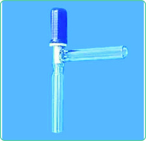 Stopcock Screw Type PTFE Key, With Two Plain Limbs at Right Angle - PTFE, Limbs O.D. 8 & 10 mm, Screw Type