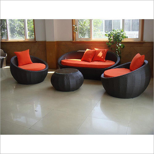 Saint Lucia Rattan Cane Sofa - Cane, 38x25x65 Inch, Dark Brown, Glossy Finish | Pre-Assembled, Cushions Included, Glass Top Table