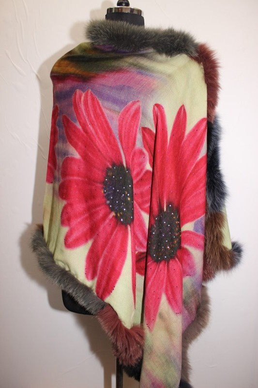 Designer Soft Fox Four Side Fur Shawls 