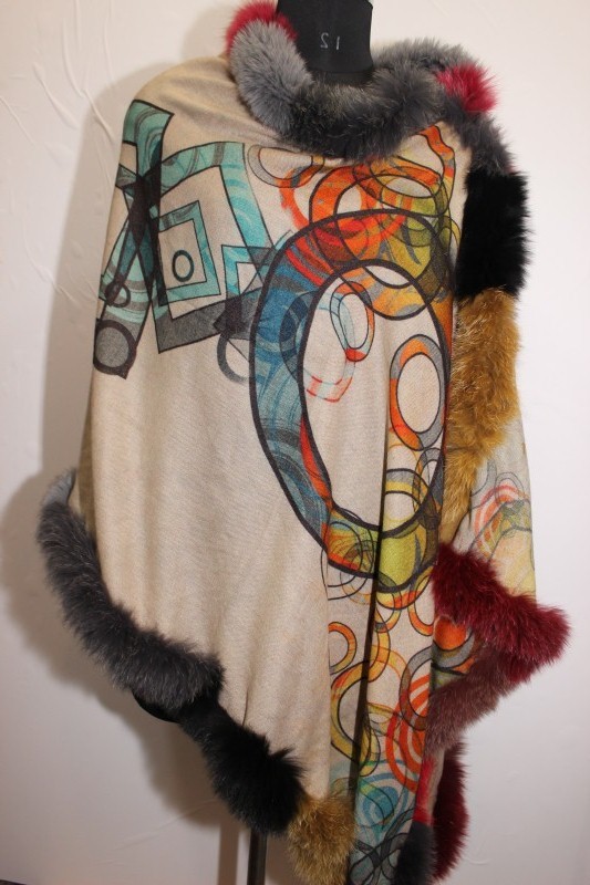 Designer Fox Four Side Fur Shawls 