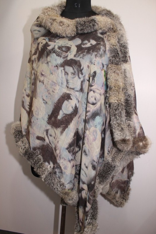 Animal Print Rabit fur stole
