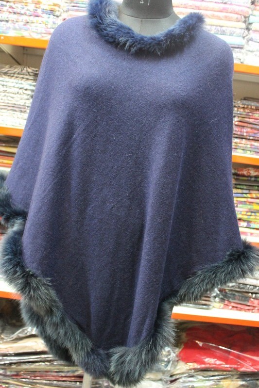 Cashmere Knitted WIth Fox Fur Poncho