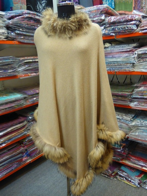 Cashmere Knitted WIth Fox Fur Poncho 