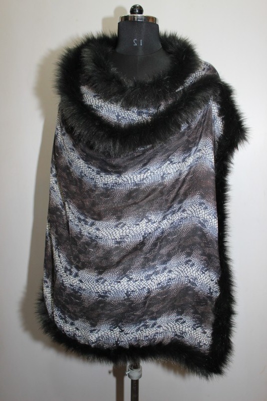 Silk Pashmina Artificial Fur Shawls 