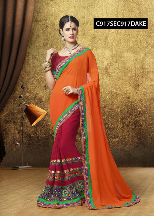 Attractive Embroidered Saree