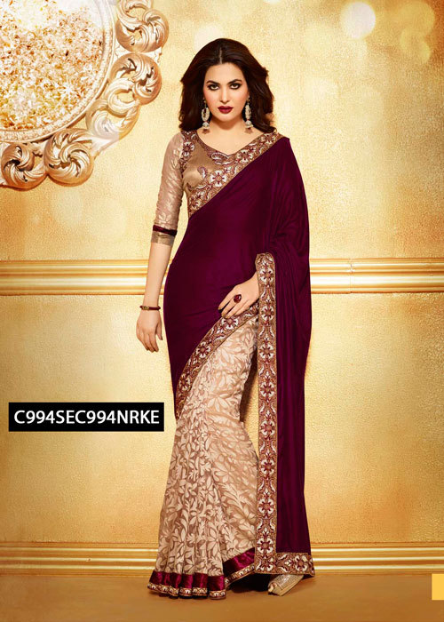 Micro Velvet Embroidered Saree