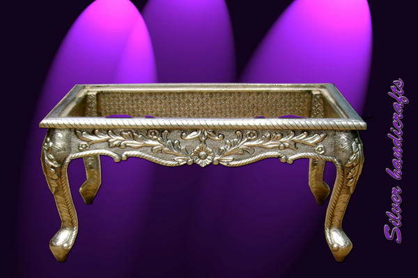 Decorative Metal Table - 36x24x18 Inches Gold Metal, Ornate Design, Intricate Carvings, Easy Assembly