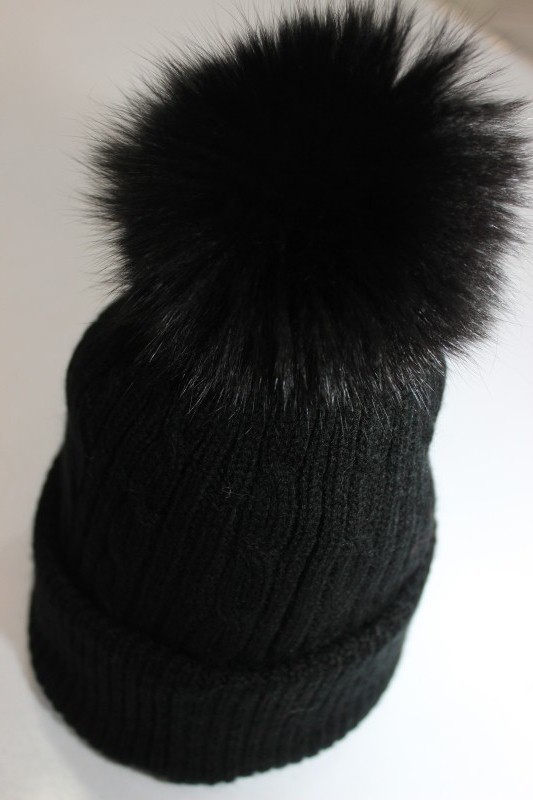 Wool WIth Fur Pompom Cap