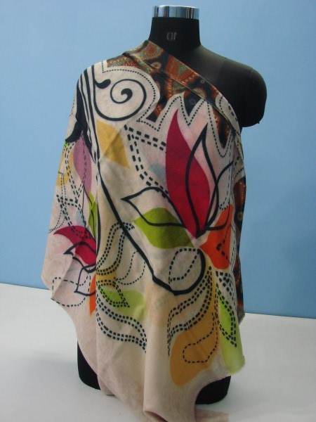 100% Fine Wool Digital print Stole