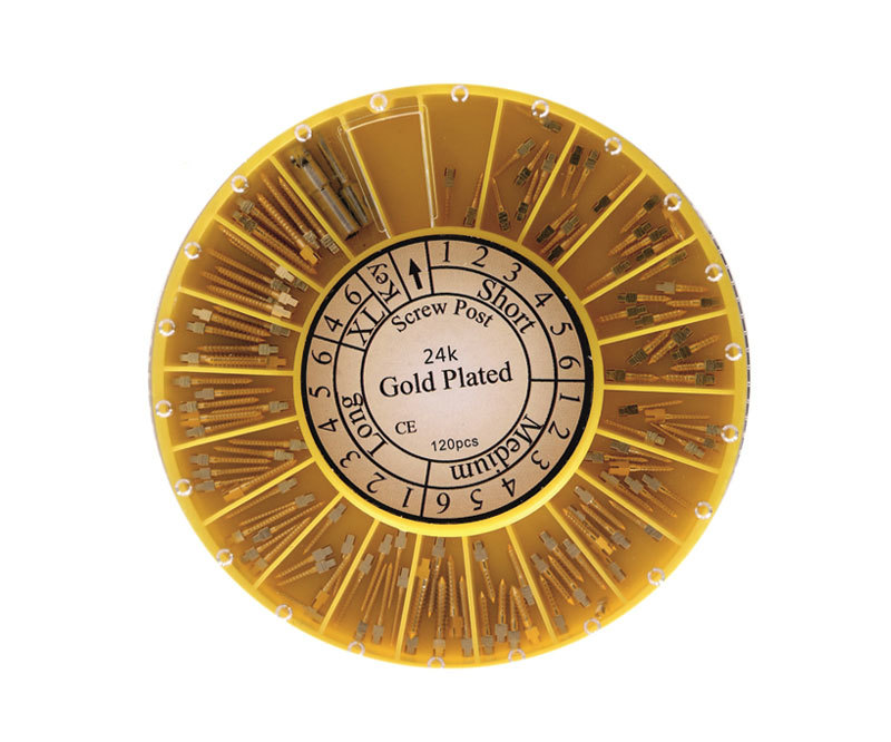 Gold Post - 24K Gold Plated Stainless Steel Conical Shape Retention Slot Anti-Corrosive Tissue Compatible