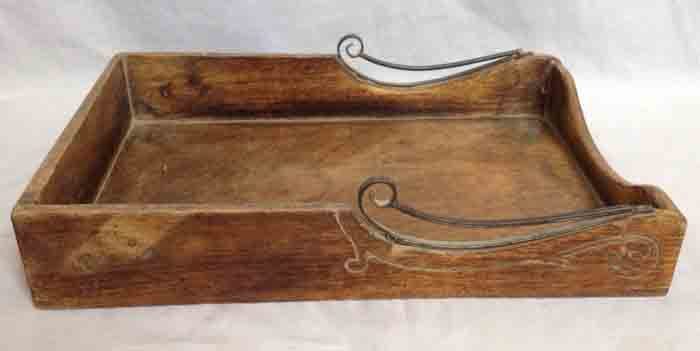 Handicraft Item - Wood & Metal, 16x11.5x3.5 cm, Brown | Wooden Tray, Metal Accents, Decorative Storage