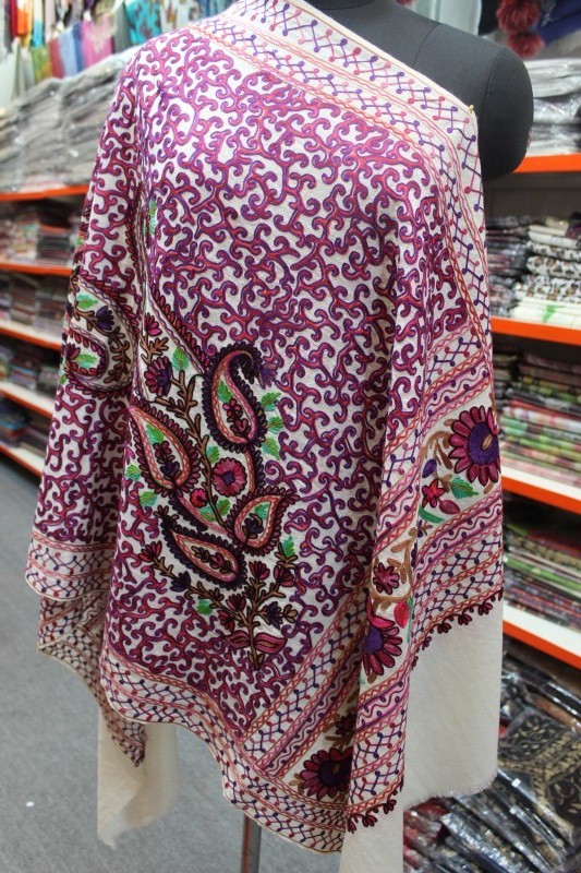 Wool Embroided  Allover stole /Shawls