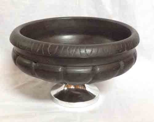 Handicraft Item - Wood & Metal, 12x12x7 cm, Dark Brown Base | Elegant Design, Intricate Carving, Handcrafted, Durable, Versatile Use