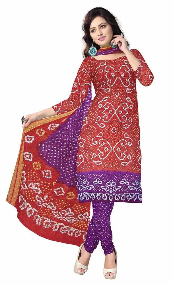 Red Bandhani Silk Materials Dress