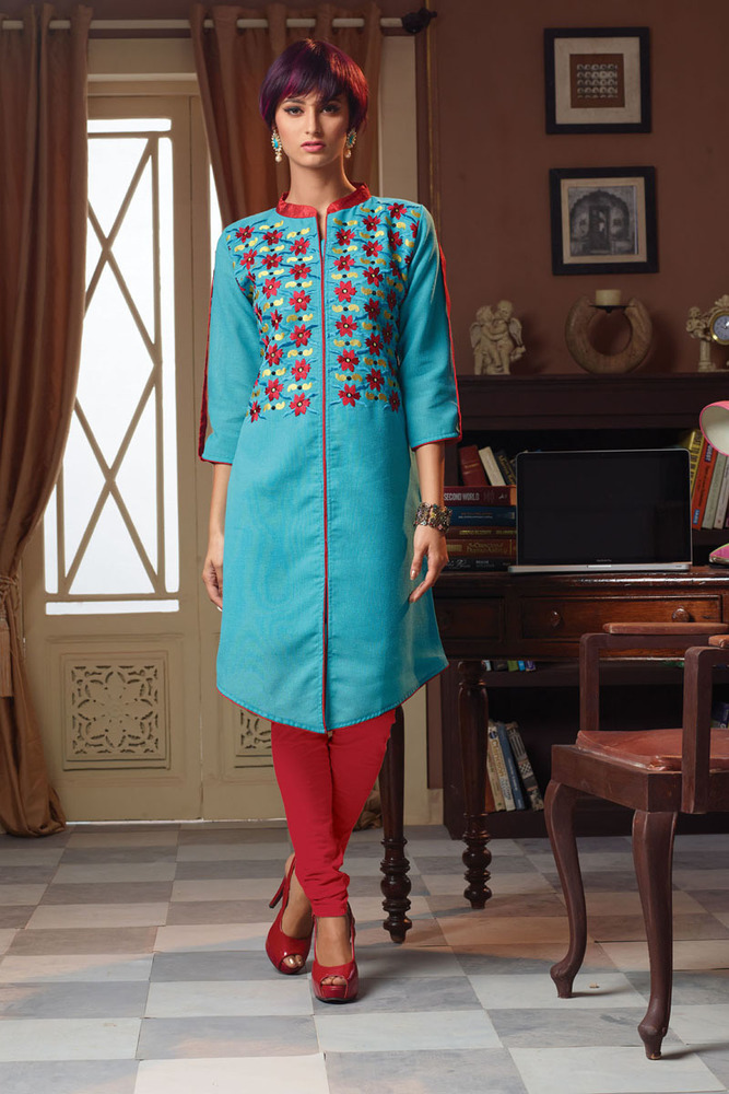 Poly Linen Designer Kurti