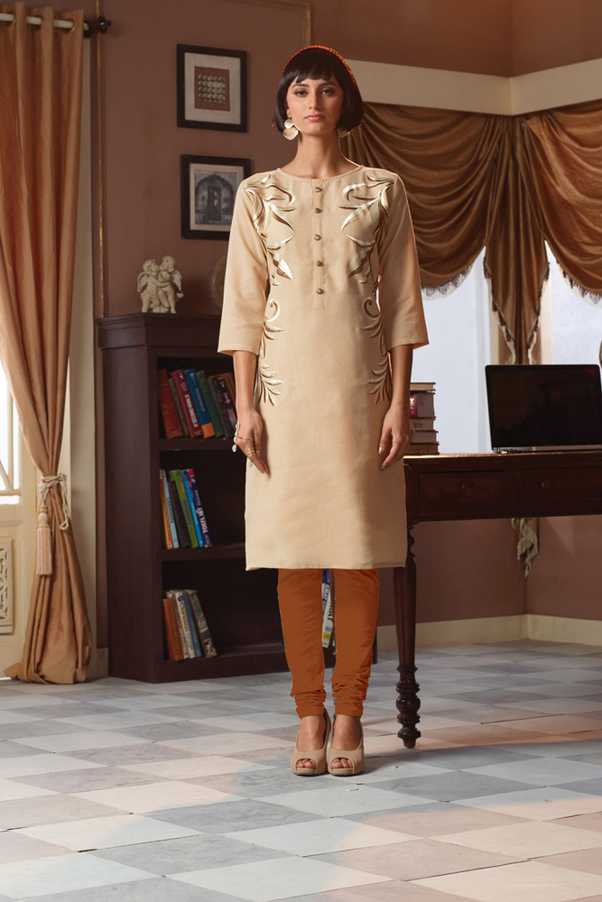 Poly Linen Designer Kurti