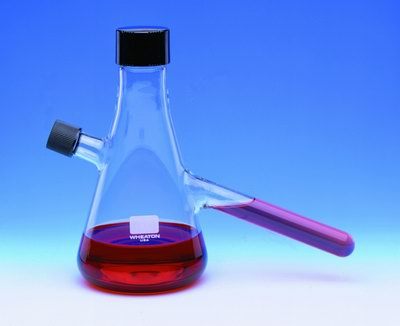 Nephelo Culture Flask - 250ml, 130mm x 12mm Depressed Sidearm, 18mm Screw Cap, 135ml Culture Volume