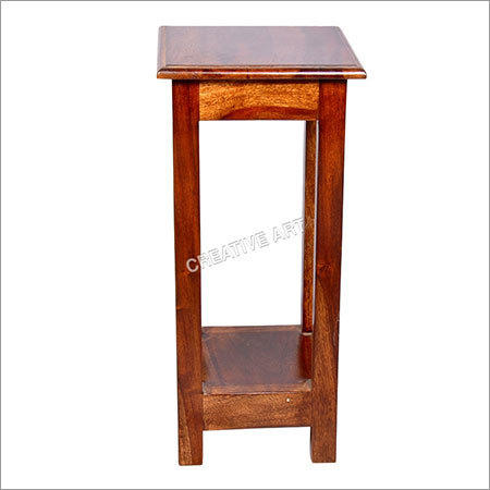 Creative Art End Table - Sheesham Wood with Wrought Iron Accents | Durable Indoor Furniture for Living Room