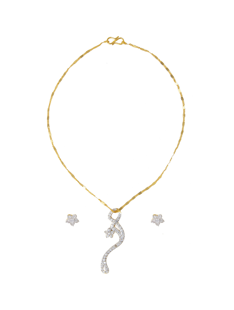 AMERICAN DIAMOND DESIGNER PENDANT NECKLACE