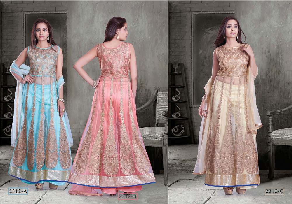 Designer Suit - Silk Blend, Floor Length, Peach | Elegant Design, Fine Embroidery, Comfortable Wear, Anarkali Style