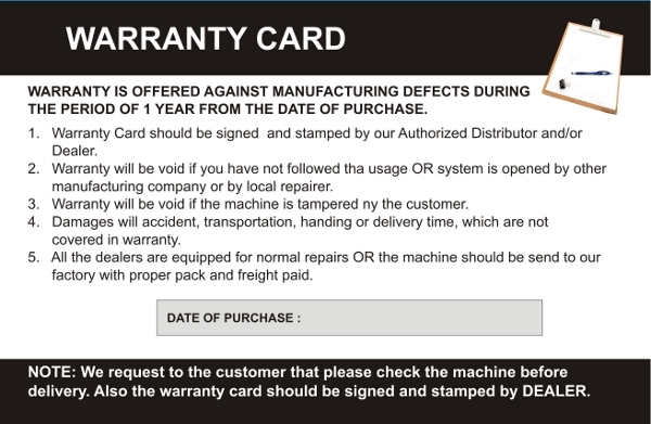 WARRANTY CARD