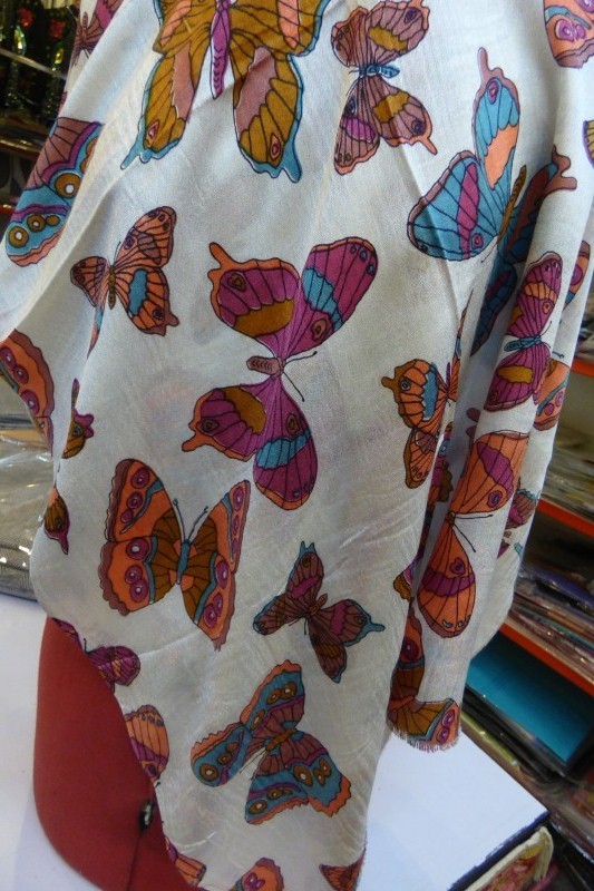 Butterfly Print Silk Stole