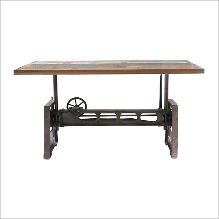 Wood and Iron Adjustable Dining Table