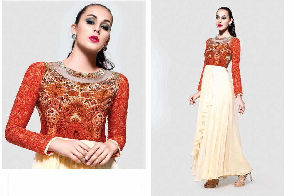 Crepe and Georgette,designer suit
