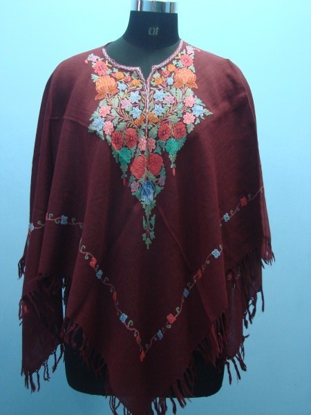 Wool Hand Ary Embroided Poncho 