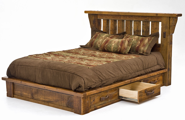 Wooden Bed with Storage