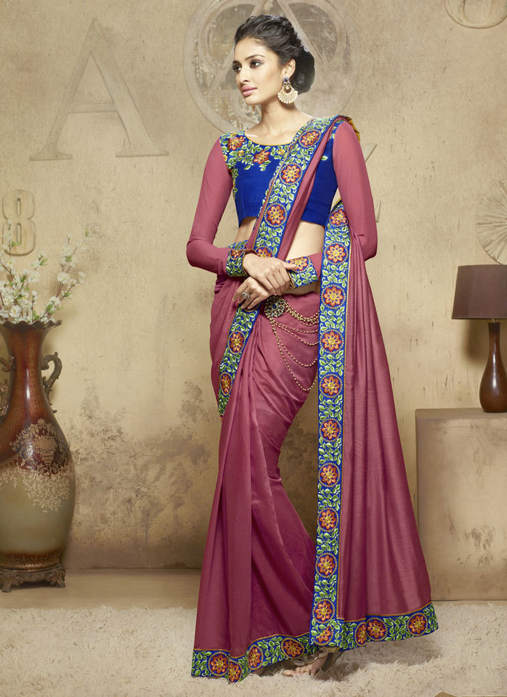 Sightly Viscose Blue Designer Saree