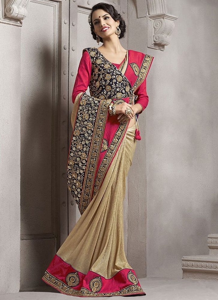Sociability Peach Georgette Saree