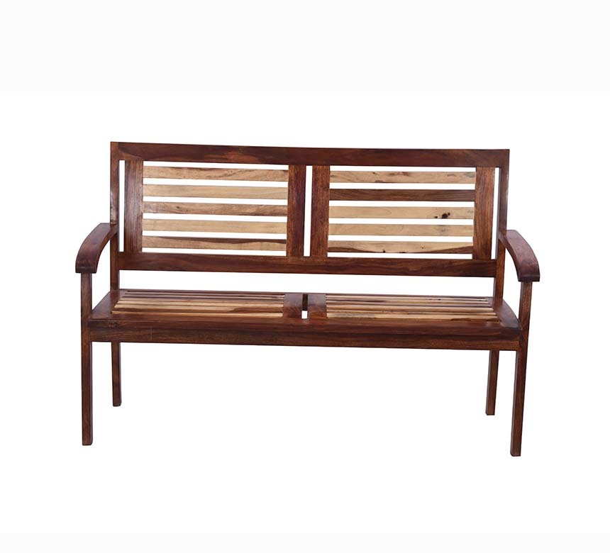 Wooden Bench with High Back