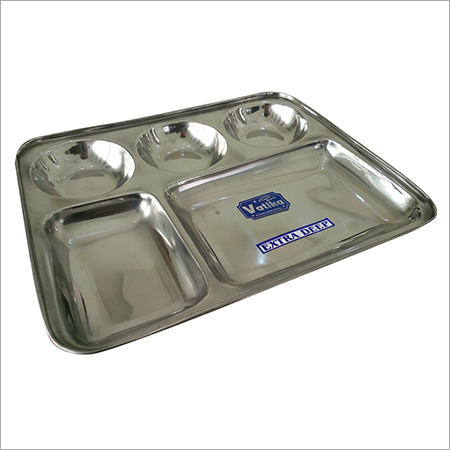 Stainless Steel Bhojan Thal - Stainless Steel, Rectangular Design, Polished Surface Finish | Sturdy, Glossy Look, Smooth Edges, Easy to Clean