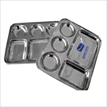 Steel Divided Dinner Plate - Stainless Steel, Polished Finish, Silver Color | High Durability, Corrosion Resistant, Fine Finish 1-5 mm Thickness