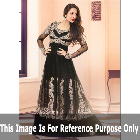 Malaika Arora Khan Black Embroidered Work Anarkali Salwar Suit
