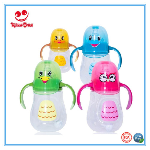 Transparent Animal Cap Wide Neck Baby Feeding Bottle
