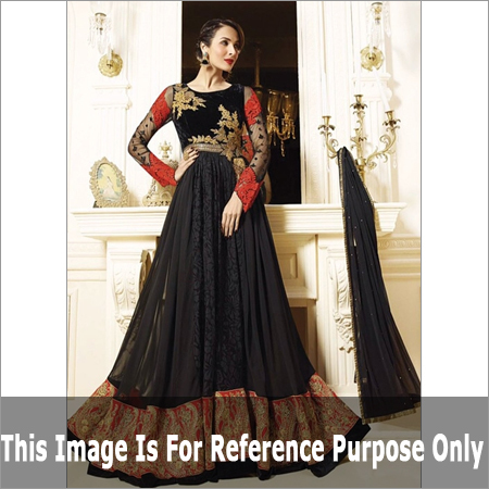 Malaika Arora Khan Black Georgette Long Anarkali Suit