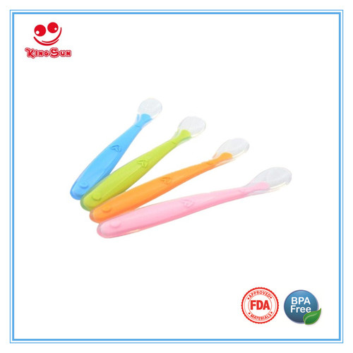 Red/Green Or Customized Health Softness Silicone Spoon For Newborn Baby