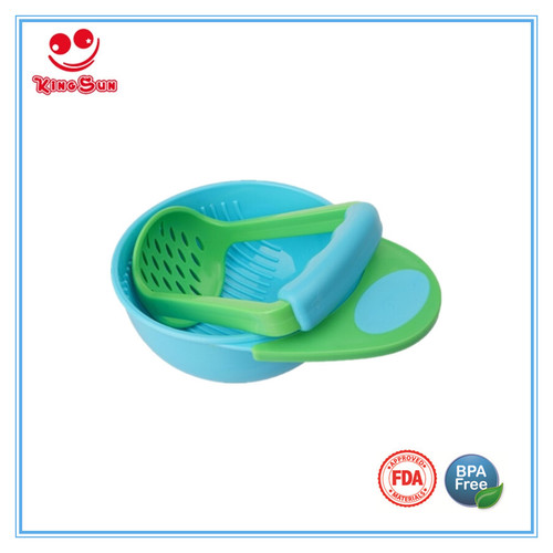 Food Grade Baby Feeding Suction Bowl - 6.5x11.5cm, Blue+Green Color with Double Handles, Non-Toxic and Durable Design