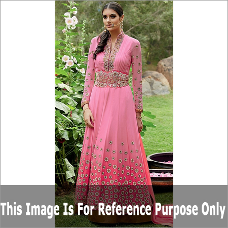 Unique Pink Georgette Gown Style Anarkali Suit