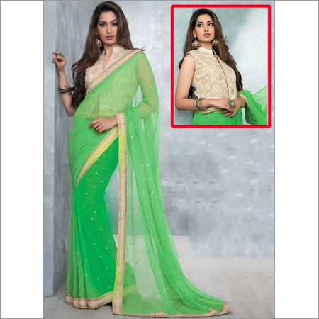 Inestimable Light Green Chiffon Saree