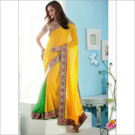 Satisfying Yellow Georgette Saree
