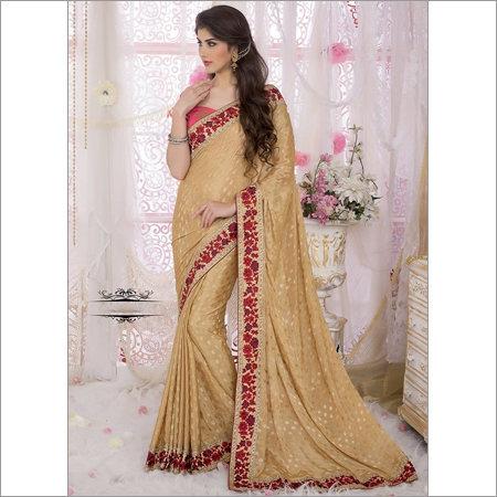 Crispy Cream Georgette Saree