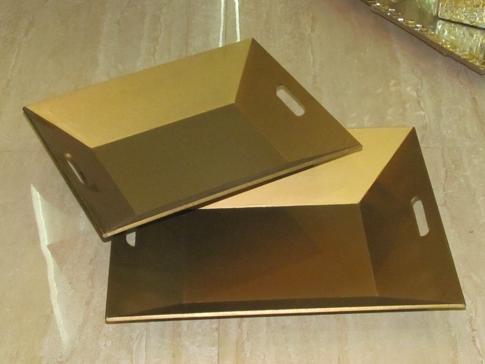 Gift Articles - Wood 12x16 Inches Gold, Glossy Finish | Elegant Design, Durable, Easy to Clean, Cut-out Handles, Gift Box Packaging